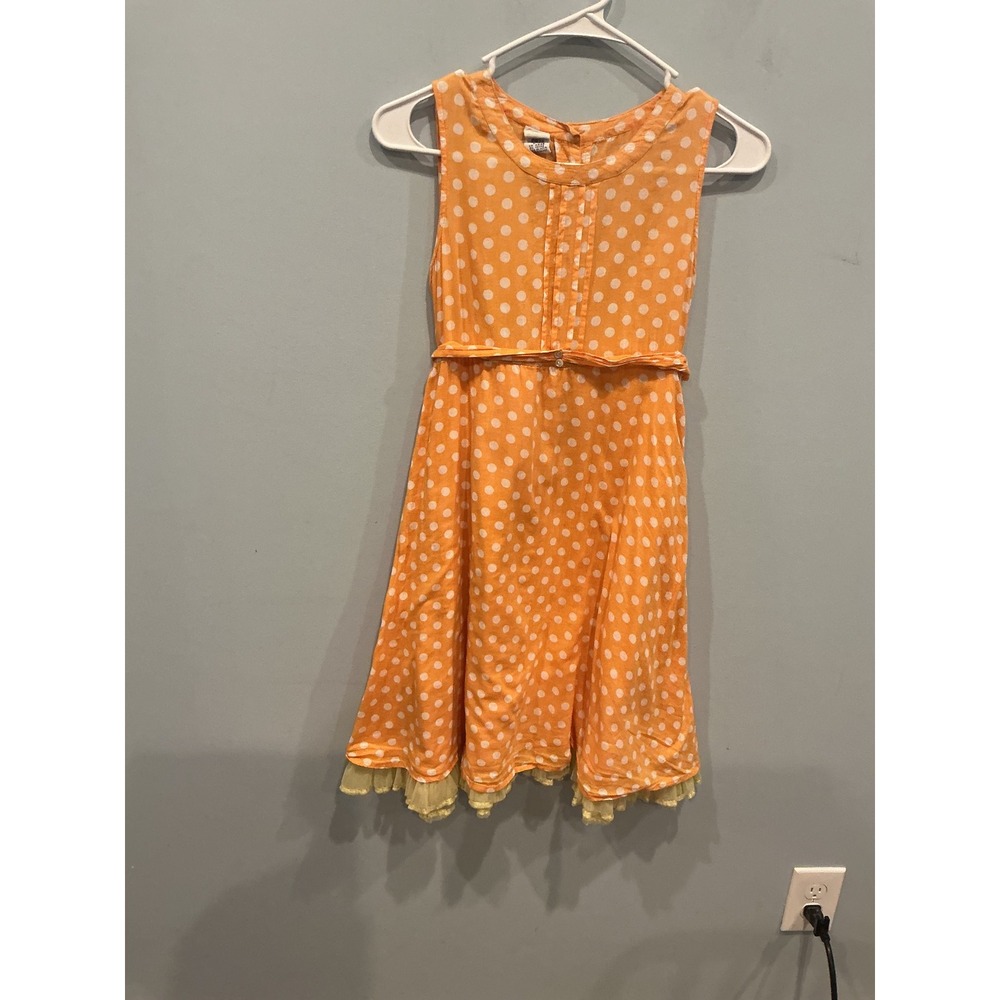 Vintage April Cornell Girl Cotton Dress 10 Orange Ruffle Lace Play Romantic Fall